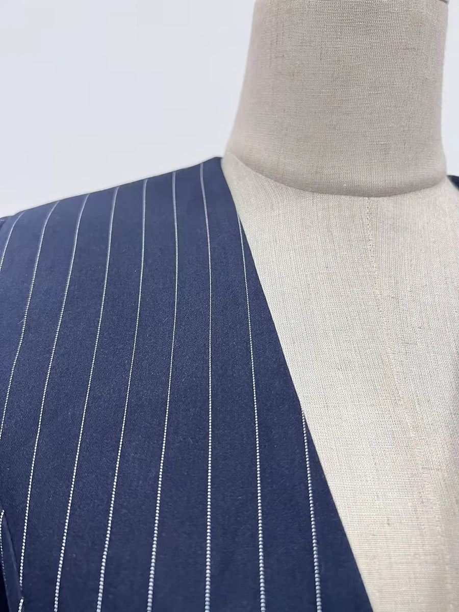 TWOTWINSTYLE Slimming Temperament Blazers for Women Lapel Long Sleeve Patchwork Striped Tunic Fashion Coats Female Clothing New