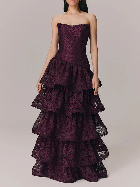The Alessandra Lace Ruffle Maxi Dress from the Soft & Sophisticated at Lavishly Me