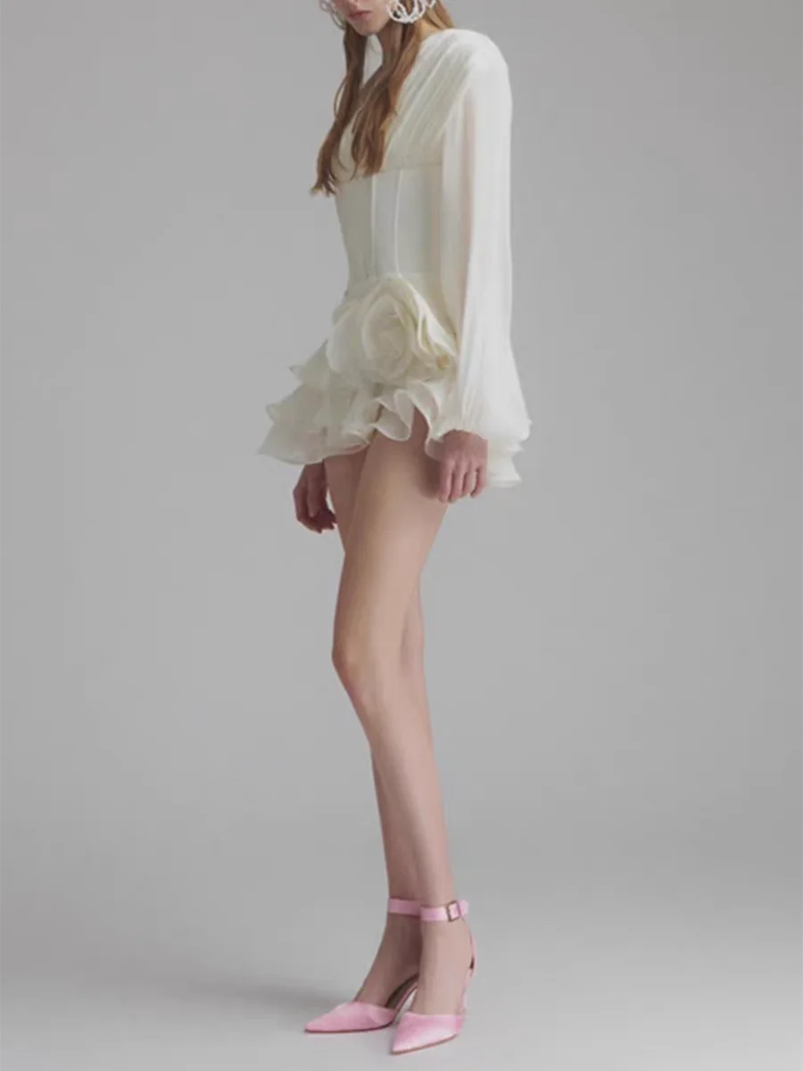 The Rosamund Ruffle Appliqué Mini Dress from the After Dark at Lavishly Me