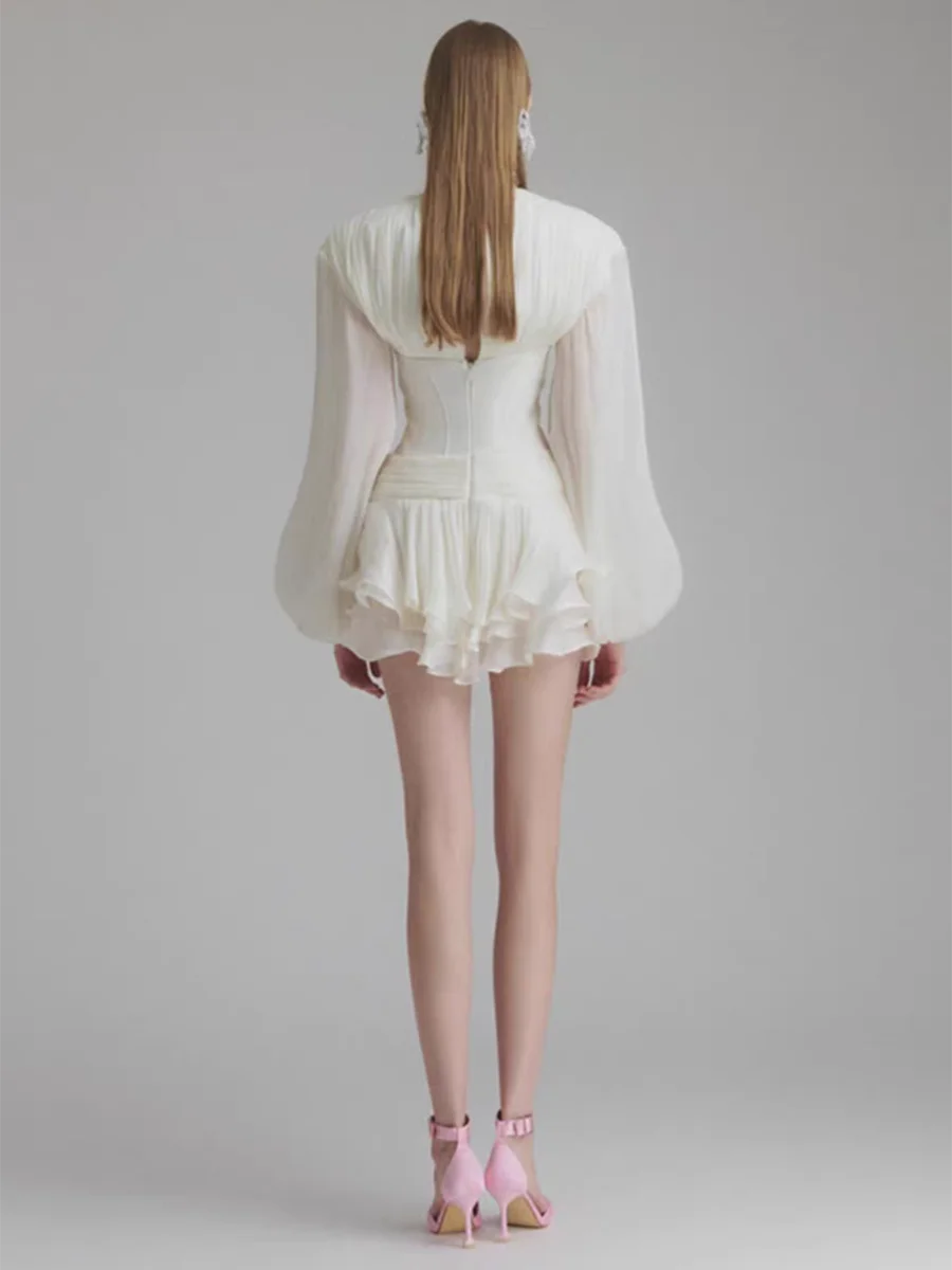 The Rosamund Ruffle Appliqué Mini Dress from the After Dark at Lavishly Me