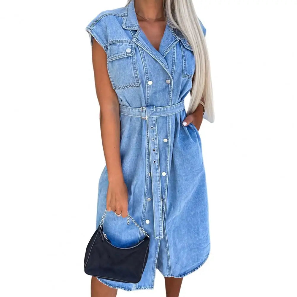 The Chelsea Tie-Waist Denim Dress