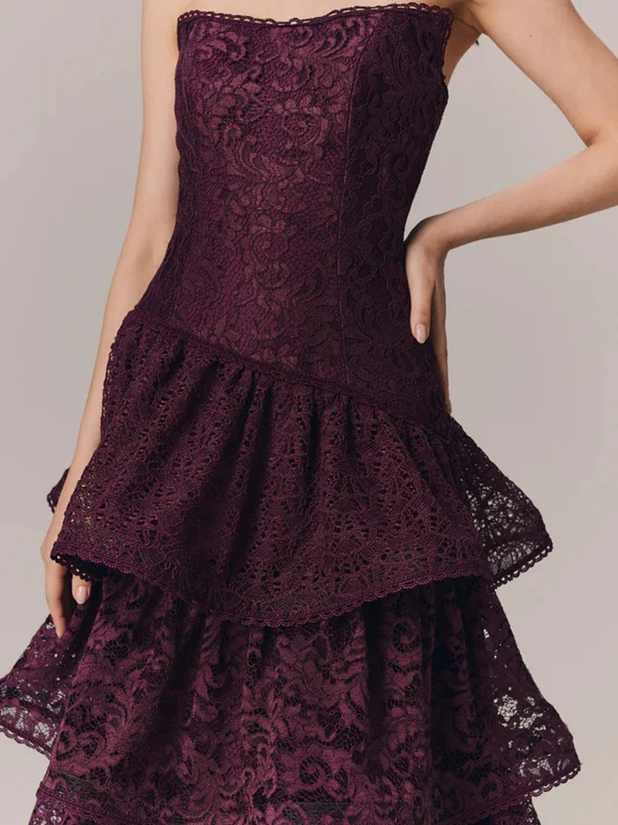 The Alessandra Lace Ruffle Maxi Dress from the Soft & Sophisticated at Lavishly Me