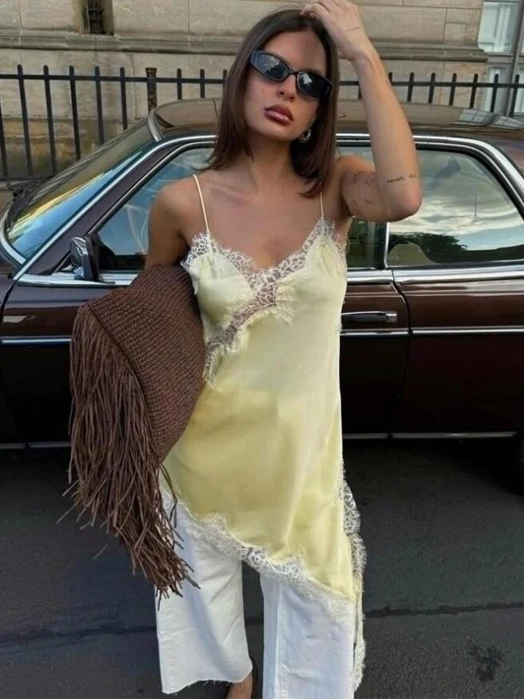 The Amélie Lace Satin Mini Dress from the After Dark at Lavishly Me