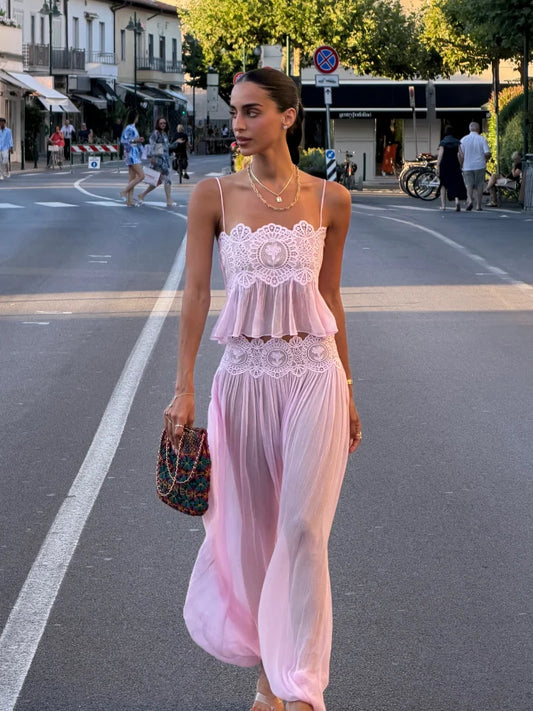 The Amara Lace Wide-Leg Pant Set from the Soft & Sophisticated at Lavishly Me
