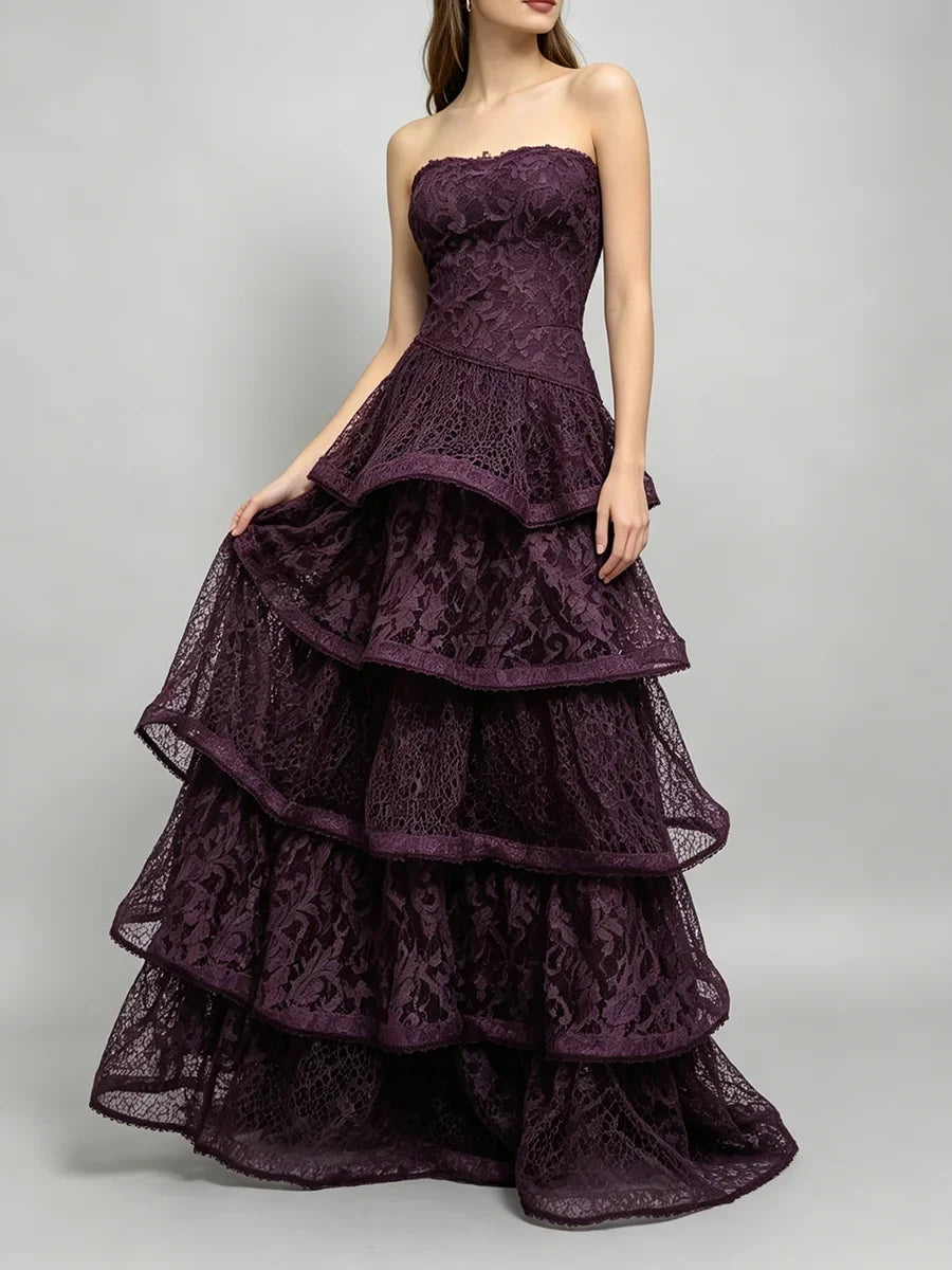The Alessandra Lace Ruffle Maxi Dress from the Soft & Sophisticated at Lavishly Me