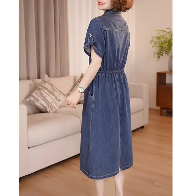 The Capri Button-Front Denim Dress