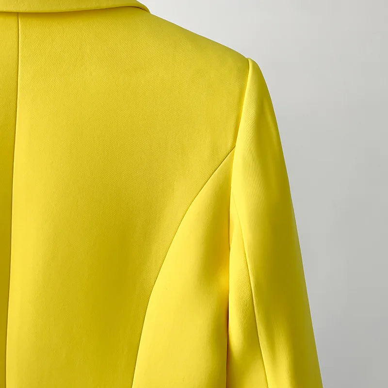 TWOTWINSTYLE Colorblock Slimming Spliced Feather Blazer for Women Lapel Long Sleeve Patchwork Button Temperament Coat Female New