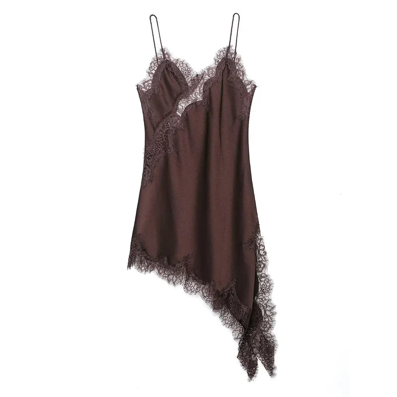 The Amélie Lace Satin Mini Dress from the After Dark at Lavishly Me