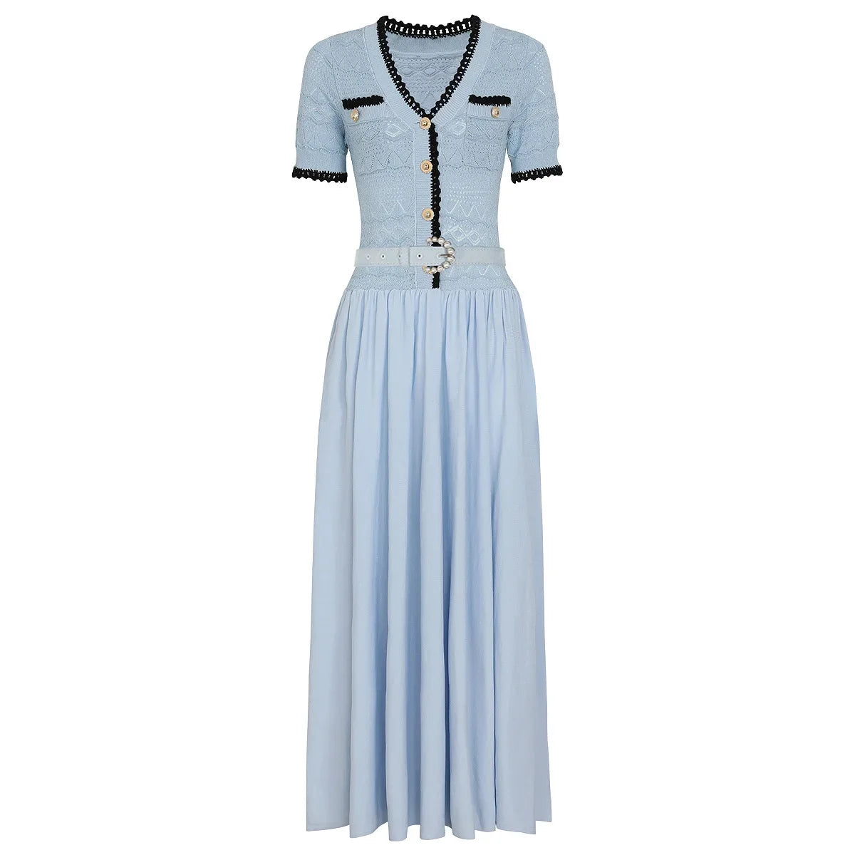 The Azure Belted Knit Vacation Dress from the Lavishly Me Edit at Lavishly Me