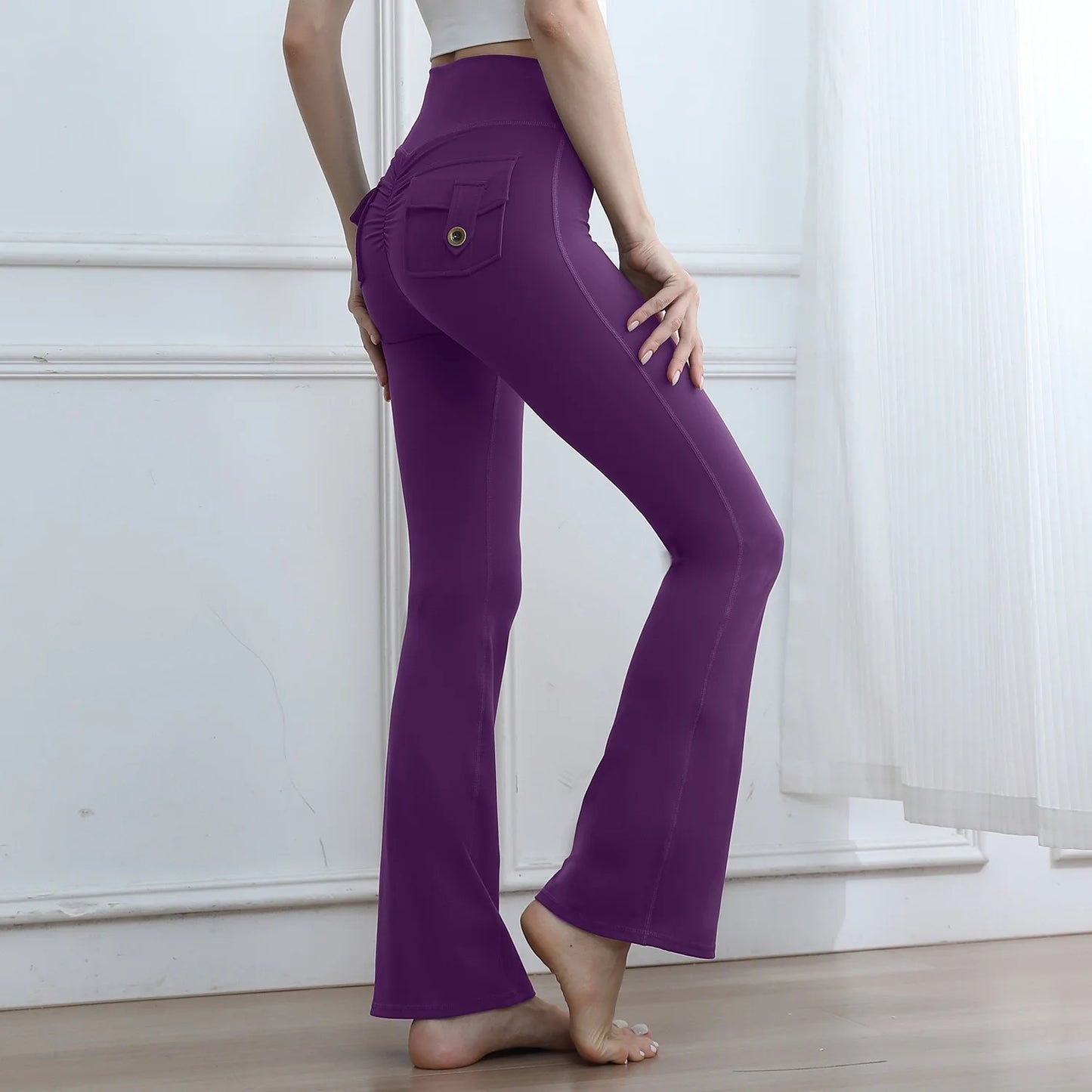 High Waisted Cargo Leggings for Women Booty Lifting Yoga Pants with Pockets Tummy Control Gym Running Tights Fall Winter Quick D