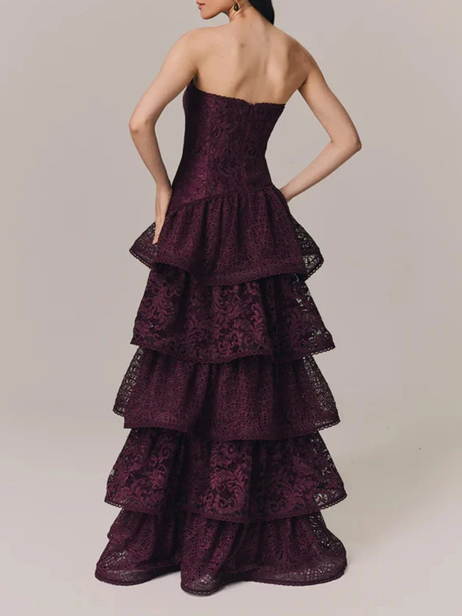 The Alessandra Lace Ruffle Maxi Dress from the Soft & Sophisticated at Lavishly Me