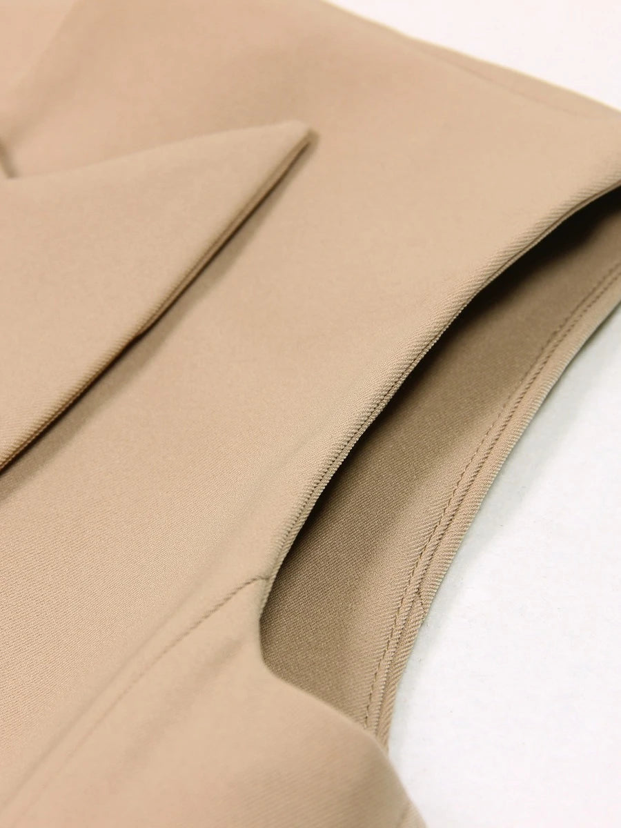 TWOTWINSTYLE Solid Slimming Spliced Belt Blazer Vests for Women Lapel Sleeveless High Waist Temperament Vest Female Clothing New