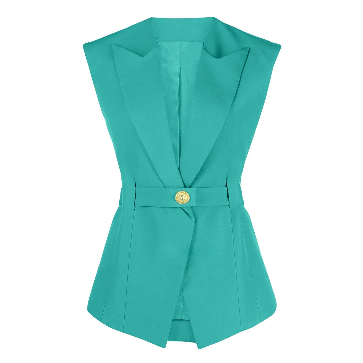 TWOTWINSTYLE Solid Slimming Spliced Belt Blazer Vests for Women Lapel Sleeveless High Waist Temperament Vest Female Clothing New