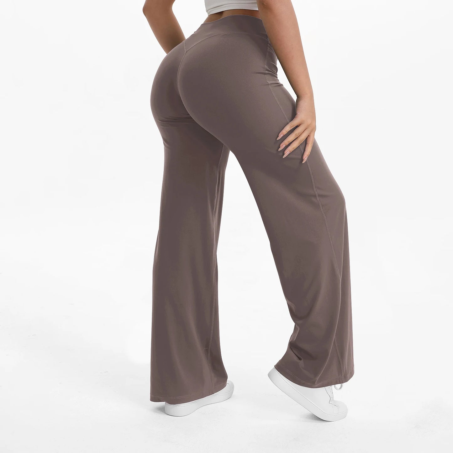 NCLAGEN SoftMotion Straight Leg Bottoms Women's Mid-Waist Yoga Pants GYM Leggings Naked Feel Pilates Running Sports Trousers