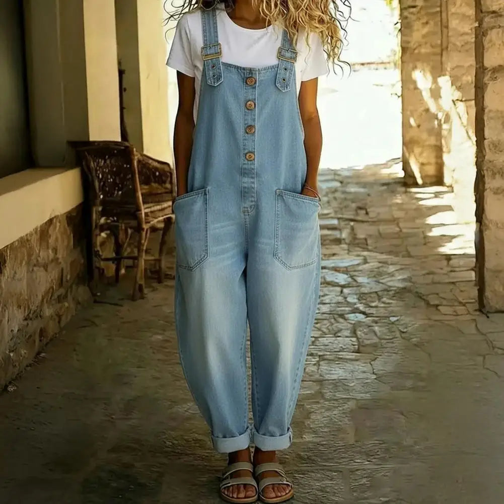 The Brooklyn Wide-Leg Denim Overalls