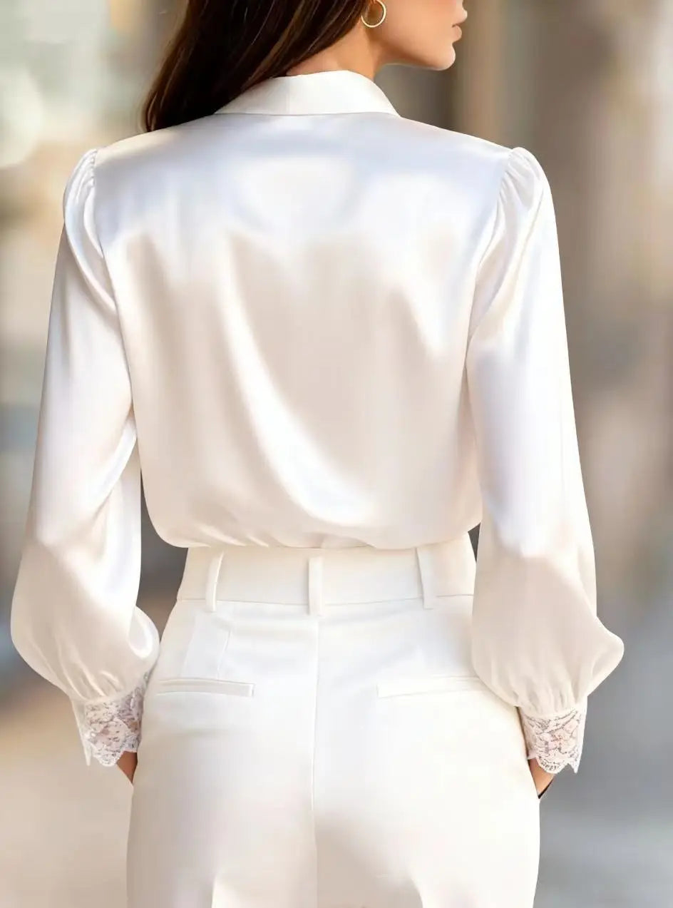 The Ivory Lace Satin Blouse from the Soft & Sophisticated at Lavishly Me