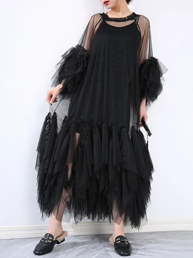 The Monaco Mesh Panel Maxi Dress from the After Dark at Lavishly Me