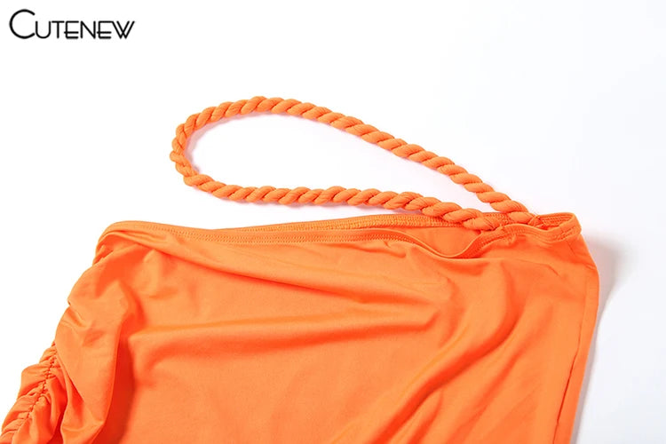Cutenew Woven Matching Women 2 Piece Sexy Vacation Outfits Pleated Crop Camis+Shirring High Waist Maxi Skirts Solid Mujer Sets