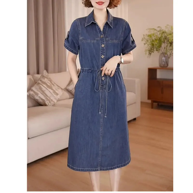 The Capri Button-Front Denim Dress from the Lavishly Me Edit at Lavishly Me
