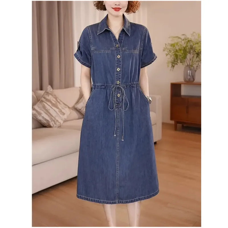 The Capri Button-Front Denim Dress