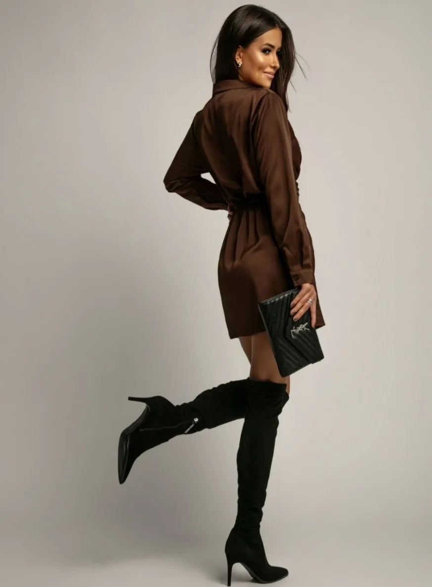 The Rosé Satin Shirt Dress from the Lavishly Me Edit at Lavishly Me
