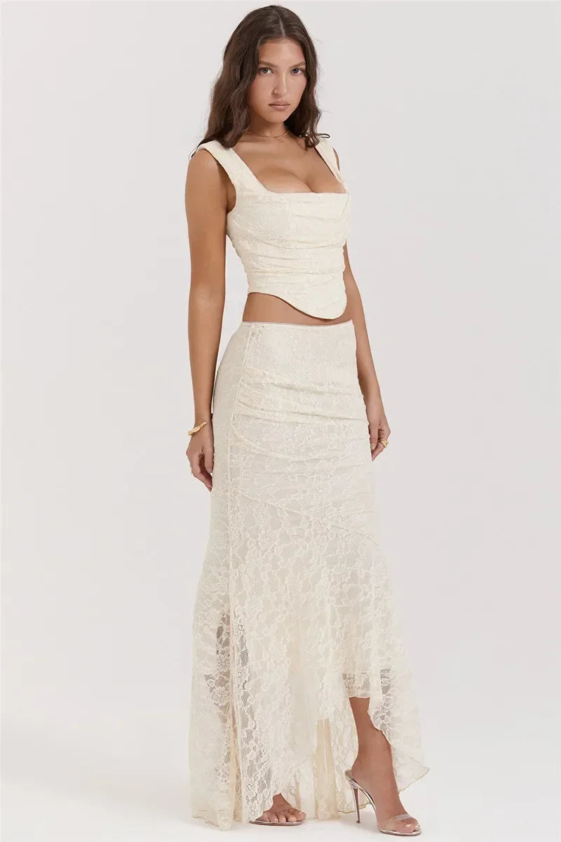 The Celestine Lace-Up Maxi Set from the Soft & Sophisticated at Lavishly Me