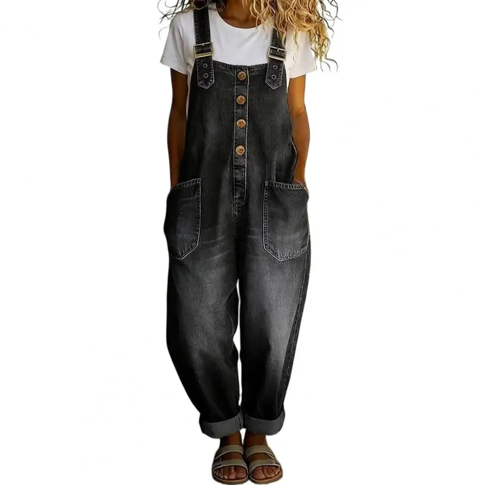 The Brooklyn Wide-Leg Denim Overalls