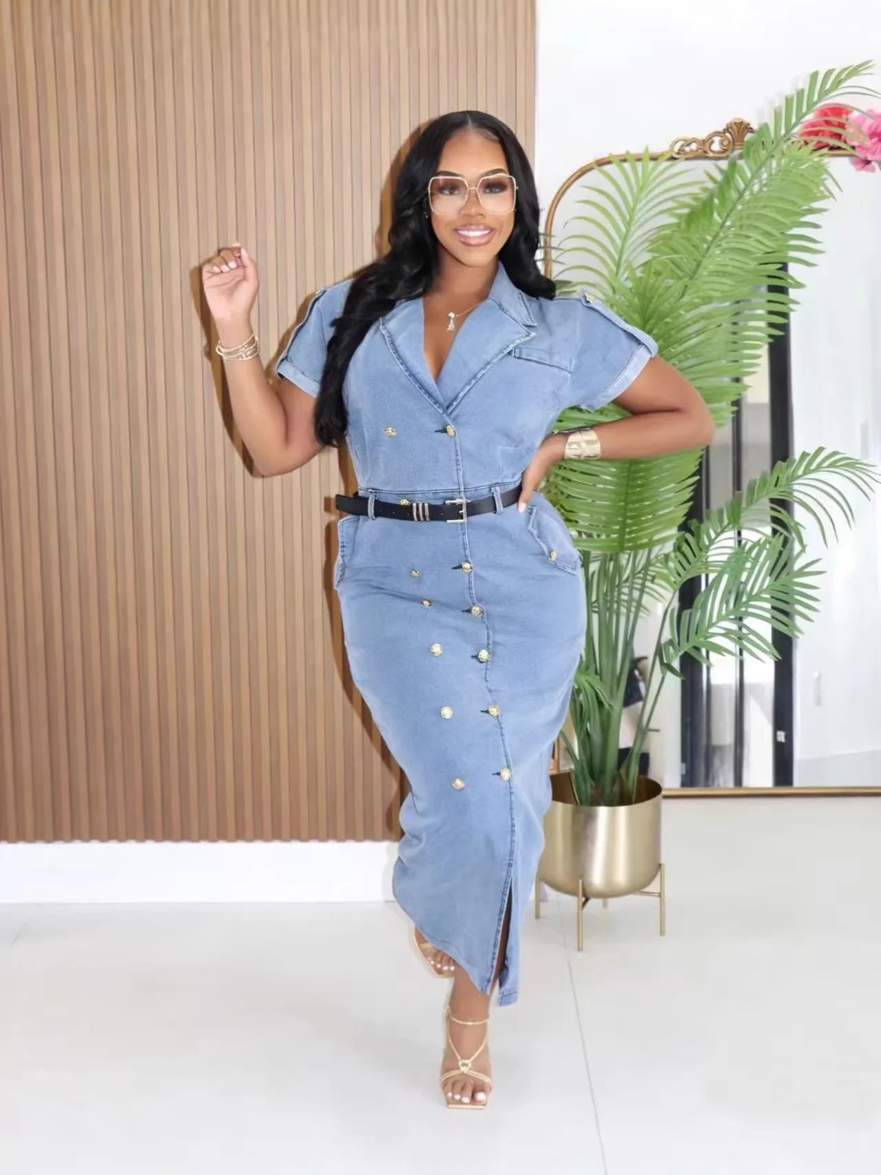 The Madison Double-Breasted Denim Dress