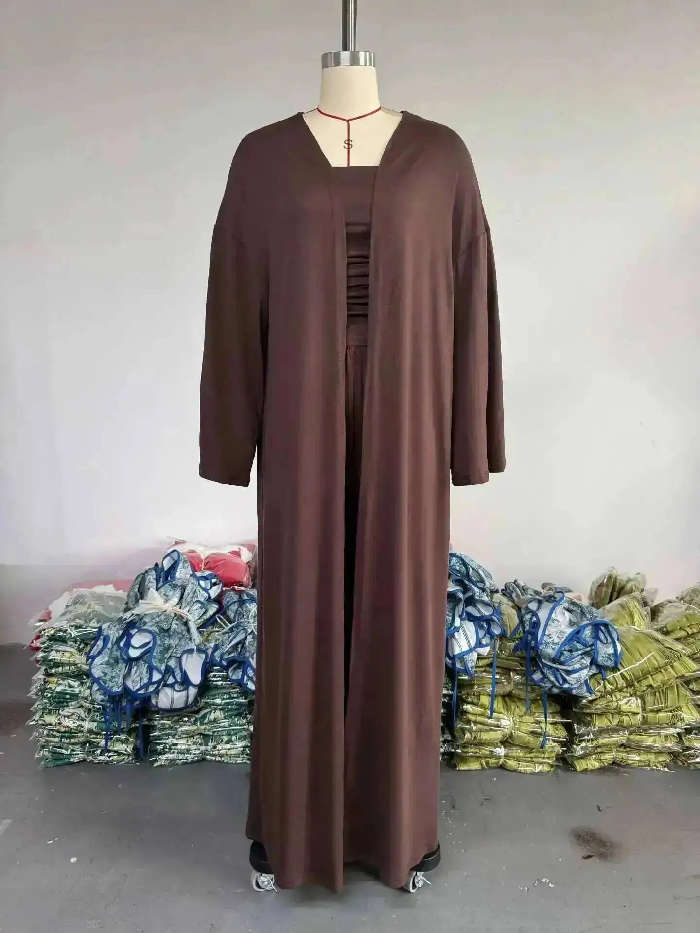 LGRQ Women's Clothing 2026 Summer New Casual Strapless Vest Long Cardigan Wide-Leg Pants Three-Piece Set