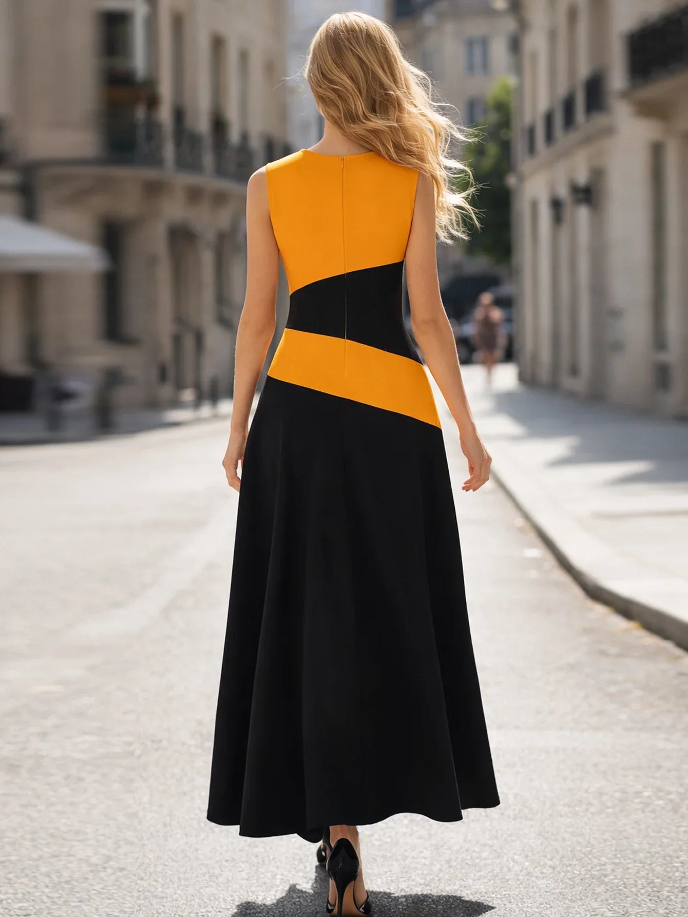 The Valencia Colorblock Swing Maxi Dress from the Lavishly Me Edit at Lavishly Me