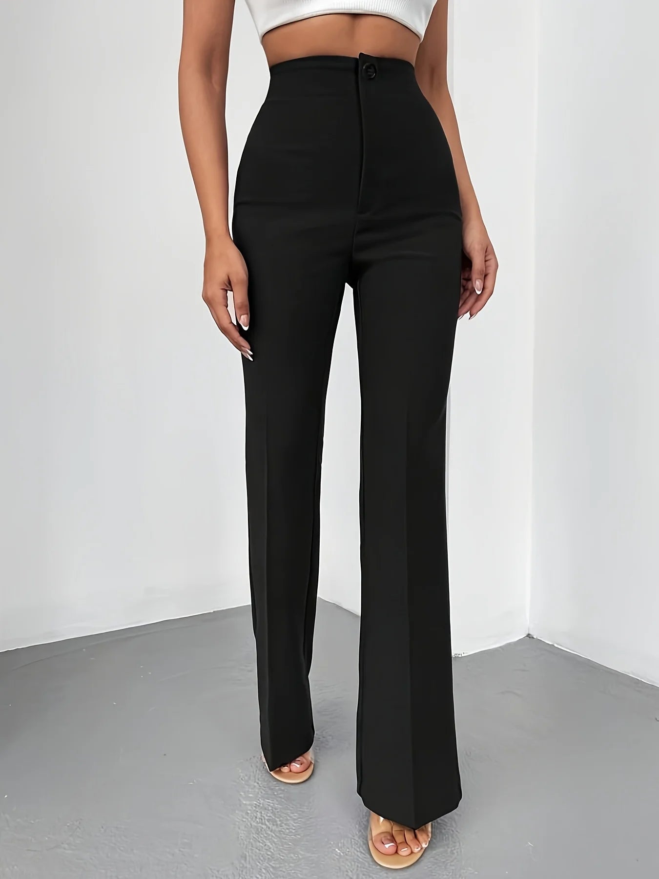 Breathable flared trousers for women, new summer style 2026, thin, high-waisted, slimming, flowing flared trousers