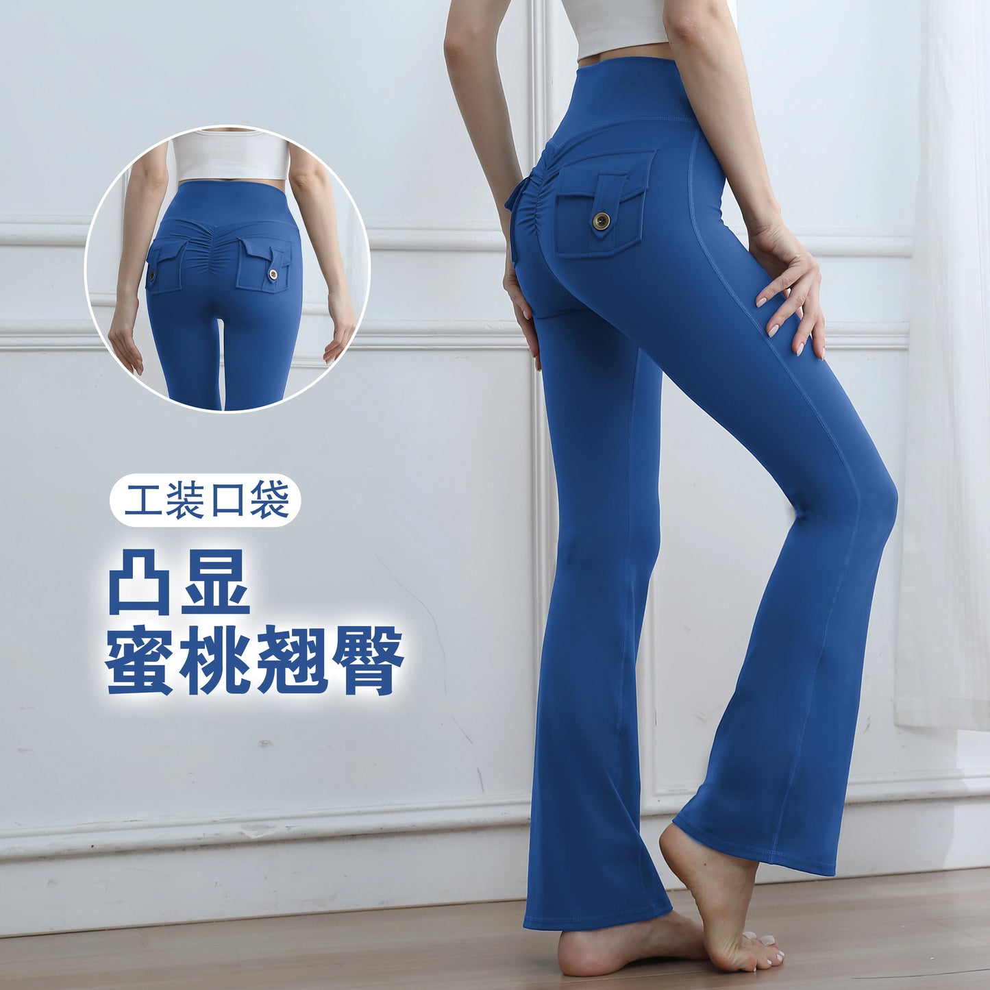 High Waisted Cargo Leggings for Women Booty Lifting Yoga Pants with Pockets Tummy Control Gym Running Tights Fall Winter Quick D