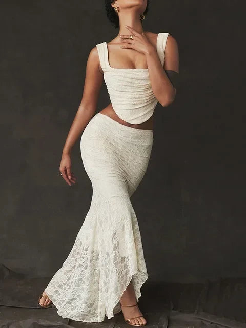 The Celestine Lace-Up Maxi Set from the Soft & Sophisticated at Lavishly Me