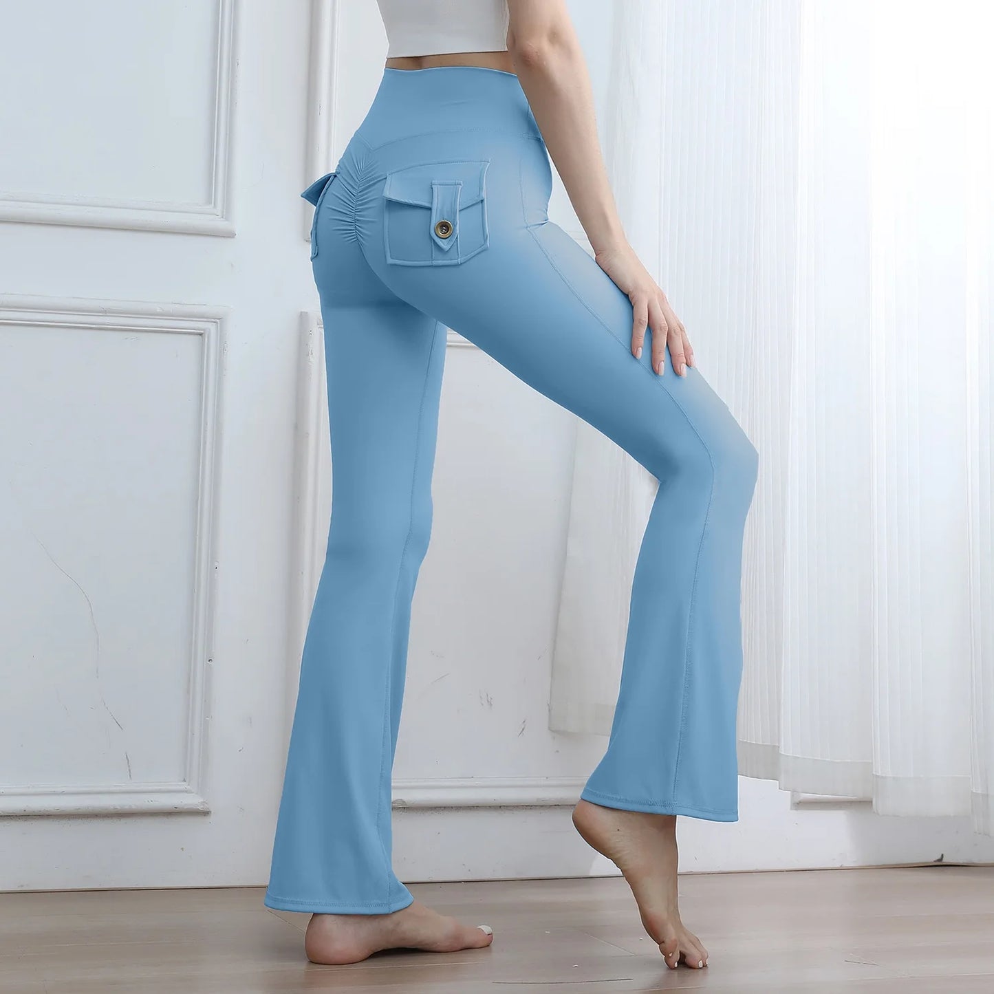 High Waisted Cargo Leggings for Women Booty Lifting Yoga Pants with Pockets Tummy Control Gym Running Tights Fall Winter Quick D