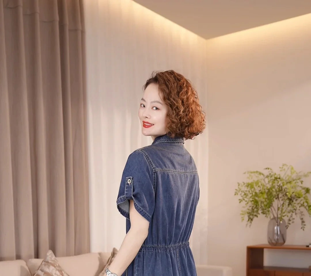 The Capri Button-Front Denim Dress