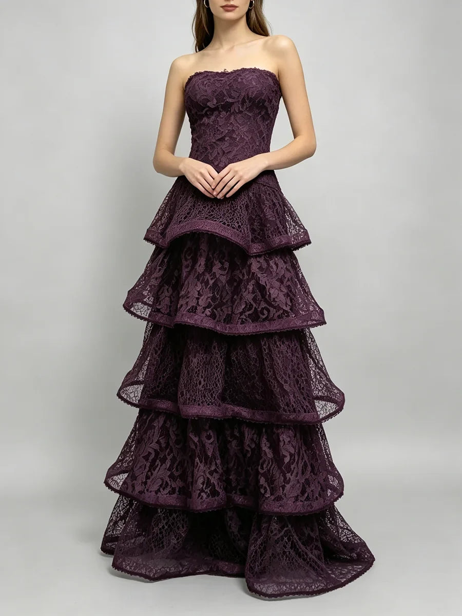 The Alessandra Lace Ruffle Maxi Dress from the Soft & Sophisticated at Lavishly Me