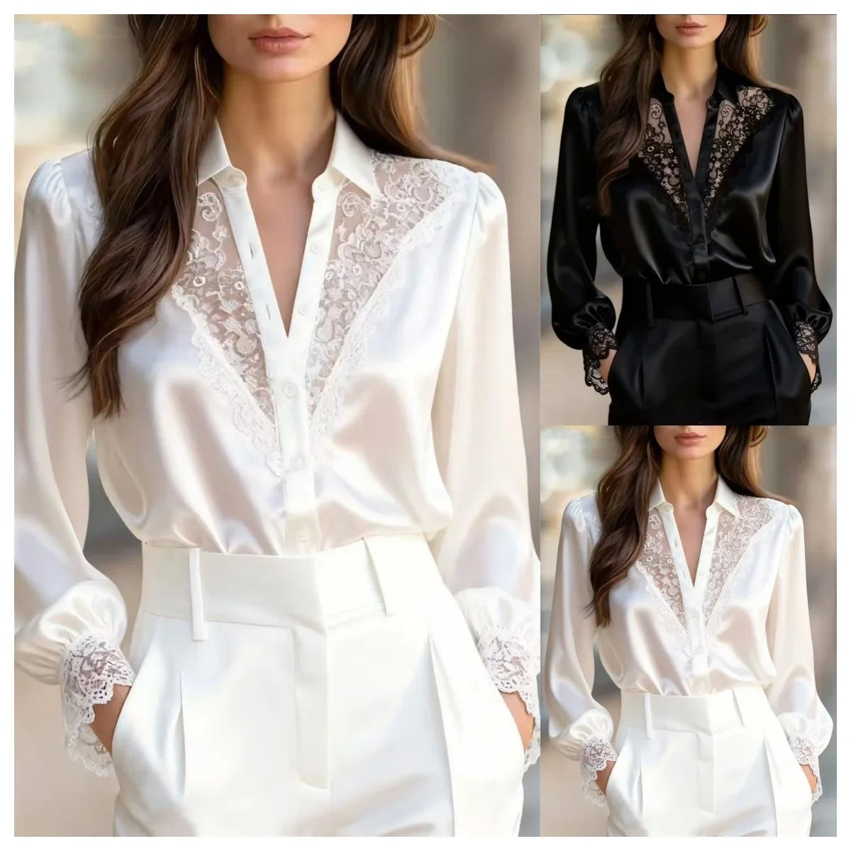 The Ivory Lace Satin Blouse from the Soft & Sophisticated at Lavishly Me